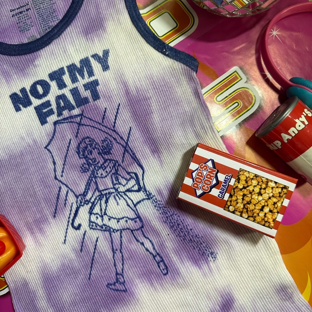 NOT MY FALT - umbrella salt girl tie-dye ribbed graffiti tank top 4T-5T toddler